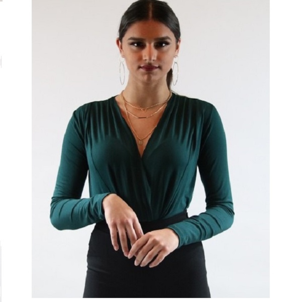 STYLISH DRAPED BODYSUIT - Picture 1 of 5